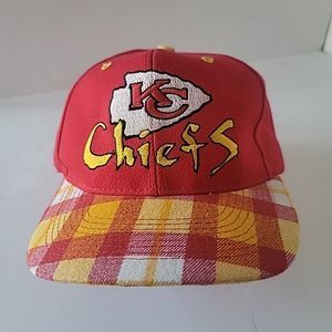 Vintage hat cap Kansas City Chiefs plaid Annco Team NFL Rare Plaid Bill SnapBack